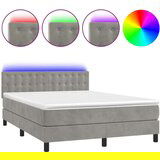  Box spring postelja z vzmetnico LED svetlo siva 140x200cm žamet, (20846847) | Shoptok.si