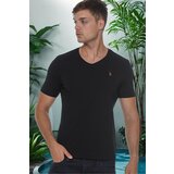 Dewberry T8568 V-NECK MENS T-SHIRT-PLAIN BLACK Cijene