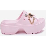 Boto Women's Foam Slippers On Massive Platform With Golden Decorations Pink Ivoriel | shoptok.hr