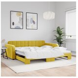 vidaXL Izvlečna dnevna postelja rumena 100x200 cm žamet | Shoptok.si