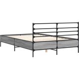  Posteljni okvir siva sonoma 135x190 cm inženirski les in kovina | Shoptok.si
