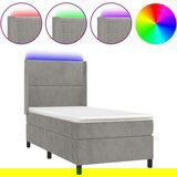  Krevet box spring s madracem LED svjetlosivi 90x200 cm baršun | shoptok.hr