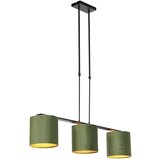 QAZQA Viseča svetilka z velur odtenki zelena z zlatom 20 cm - Combi 3 Deluxe | Shoptok.si