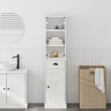 vidaXL Komplet pohištva za kopalnico s predalom s polico 2 pcs Rjava in bela | Shoptok.si