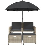  Vrtna sofa 2-sjed sa suncobranom i tabureima svijetlo sivi | shoptok.hr