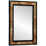  ogledalo Crna i smeđa 70 x 2 x 70 cm Čvrsto drvo akacije | shoptok.hr