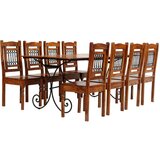  9-dijelni blagovaonski set sa stolom od masivnog drva bagrema | shoptok.hr