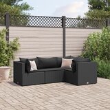  The Living Store Vrtna sedežna garnitura 4-delna z blazinami črn poli ratan - Vrtna Sedežna Garnitura, (21477917) | Shoptok.si