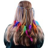 Boho traka za kosu s perjem i drvenim perlicama | shoptok.hr