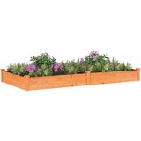 vidaXL Vrtna visoka greda s podlogo rjava 240x120x25cm trden les jelke | Shoptok.si