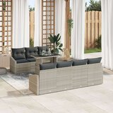 8 Dijelni Vrtni Kauč Set s Jastučićima u Svijetlosivoj Poly Rattan | shoptok.hr