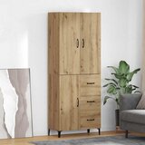 vidaXL Visok predalnik Umetni hrast 69,5 x 34 x 180 cm Konstruiran les | Shoptok.si