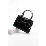 Marjin Women's Clutch & Shoulder Bags Quilted Messenger Bag Minla Black Patent Leather Cene