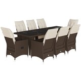  9-dijelni vrtni bistro set od poliratana s jastucima smeđi Smeđa | shoptok.hr