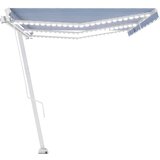 Tenda na ručno uvlačenje s LED svjetlom 600x350 cm plavo-bijela | shoptok.hr