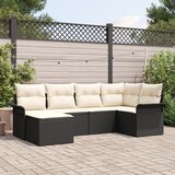 vidaXL 6-delni vrtni kavč set z blazinami črn poli ratan, (22094099) | Shoptok.si