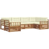  Set vanjskih sofa 6 kom. Prirodna i krem Čvrsto drvo akacije 325 x 168,5 x 73 cm | shoptok.hr