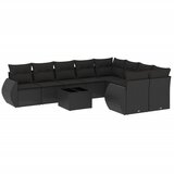  10-dijelni set vrtnih sofa s jastucima crni od poliratana | shoptok.hr