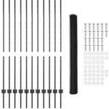 vidaXL ograjni stebri 22 kos U-kanal siva 140 cm jeklo, šesterokotna ograja siva 1,4x25 m jeklo | Shoptok.si