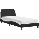 vidaXL Postelja z vzmetnico črna in bela 90x190 cm umetno usnje | Shoptok.si