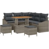  8-delni vrtni sofa set z blazinami Siva Poly ratan Akacija | Shoptok.si