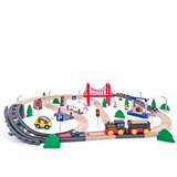 Woodyland Drveni vlak set s željezničkim mostom i lokomotivom na baterije - | shoptok.hr
