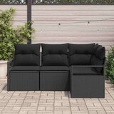  Kavčna garnitura z blazino 4 pcs Črna poli ratan, (5000138182) | Shoptok.si