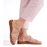 Shelvt Slip-on gold sandals with cubic zirconia | shoptok.hr