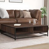 vidaXL Klubska mizica rjavi hrast 100x100x30 cm inž. les in kovina | Shoptok.si