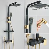 Wanmivezlo Kvadratni dežni tuš set, termostatska kontrola, stilna črna zlata obdelava, 4 način črna zlata, (5000159251) | Shoptok.si