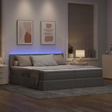  LED krevet za pohranu s madracem Sivosmeđa 200 x 200 cm Tkanina | shoptok.hr
