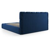 Micadoni Temno modra žametna oblazinjena zakonska postelja s prostorom za shranjevanje in z letvenim dnom 160x200 cm Bellis – | Shoptok.si