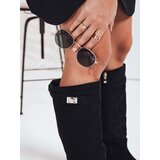 DStreet Kozaki damskie zamszowe na niskim obcasie czarne | Shoptok.si