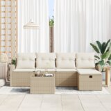  Set vrtnog kauča od 6 dijelova s jastučićima bež poli ratana | shoptok.hr