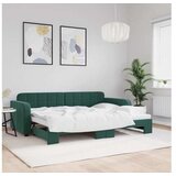 vidaXL Izvlečna dnevna postelja temno zelena 80x200 cm žamet Cene