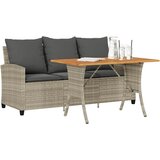 Maison Chic Vrtni kavč - Zunanji kavč 3-sedežnik z blazinami&mizo svetlo siv poli ratan, (22043572) | Shoptok.si