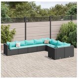 vidaXL Vrtna garnitura - 9-dijelni set vrtnih sofa s jastucima crni od poliratana - Crna i plava 4x kutna + 5x srednja 1 | shoptok.hr
