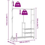  Stalak za odjeću s policama i kotačima 100x38x175,5 cm bambus | shoptok.hr