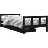  Okvir za dječji krevet s ladicama crni 90 x 200 cm od borovine | Eponuda.com