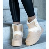  Beige eco-suede platform snow boots decorated with fur Peters | shoptok.hr