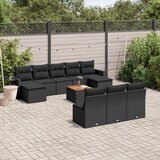 vidaXL 11-dijelni set vrtnih sofa od poliratana s jastucima crni | shoptok.hr