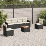  7-dijelni set vrtnih sofa od poliratana s jastucima crni | shoptok.hr