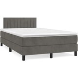 Maison Chic Box spring postelja - Vzmetna postelja z vzmetnico LED temno siva 120x190 cm žamet SL3687, (21900844) | Shoptok.si