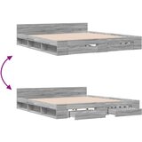 vidaXL Posteljni okvir s predali siva sonoma 180x200 cm inženirski les | Shoptok.si