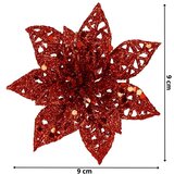  Božićni ukras “Božićna zvijezda” - 11 × 11 cm, crvena sa šljokicama | shoptok.hr