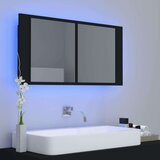 vidaXL LED kopalniška omarica z ogledalom črna 90x12x45 cm | Shoptok.si