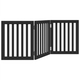 vidaXL Vrata za pse s 3 panela sklopiva crna 150 cm od drva topole | shoptok.hr