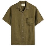 Portuguese Flannel Srajce z dolgimi rokavi Linen Camp Collar Shirt - Olive Zelena Cene