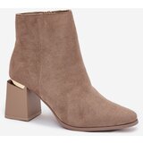 Boto Insulated Women's Ankle Boots on Heel with Eco Suede Beige Brivelle | Shoptok.si