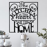 The kitchen is heart of home black decorative metal wall accessory